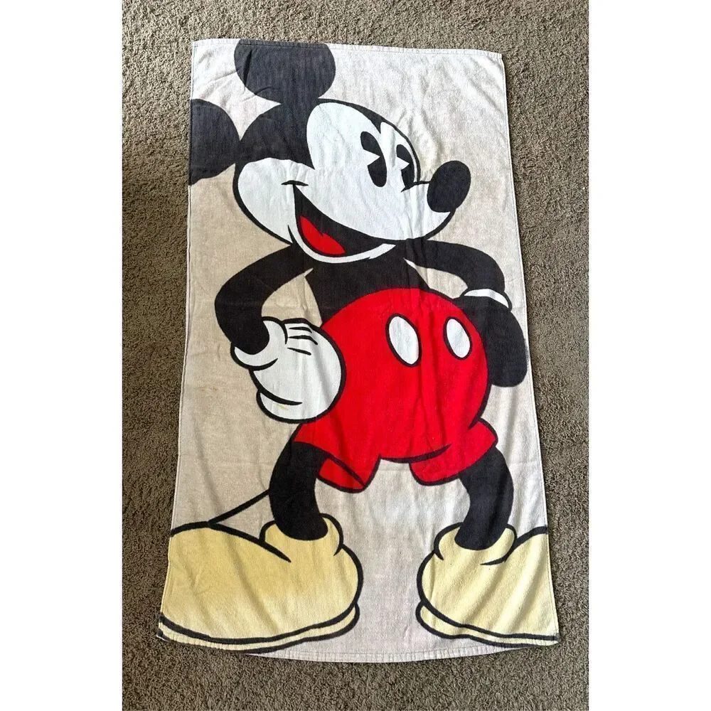 Vintage style Mickey Mouse Beach towel - 53x29.5 inches - grey, black, white, an